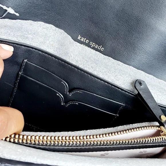 Kate Spade Black Leather Lula Gold Chain Clutch - Picture 8 of 10